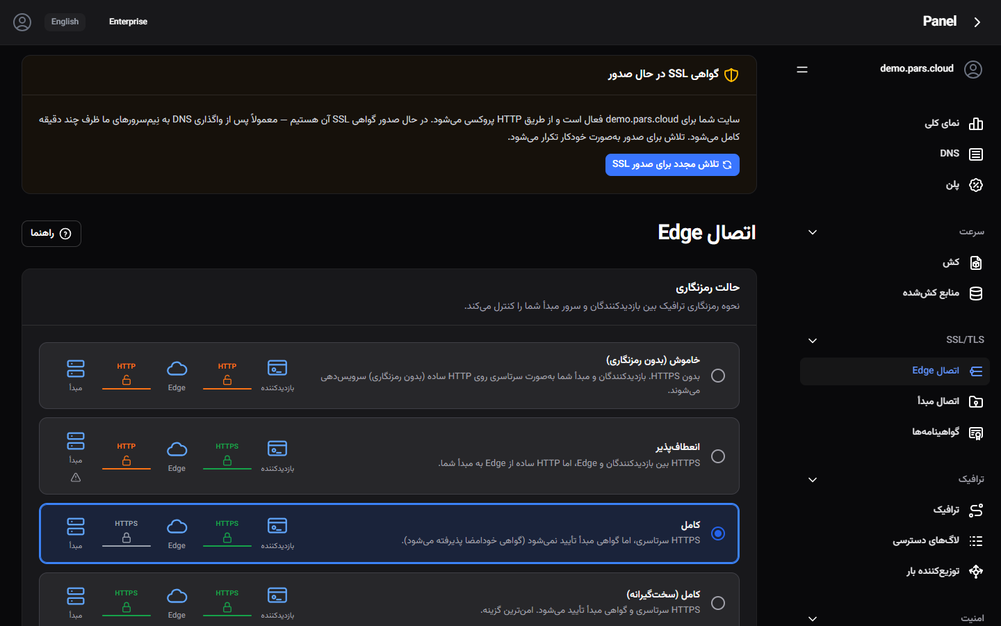 انتخاب‌گر حالت رمزنگاری لبه